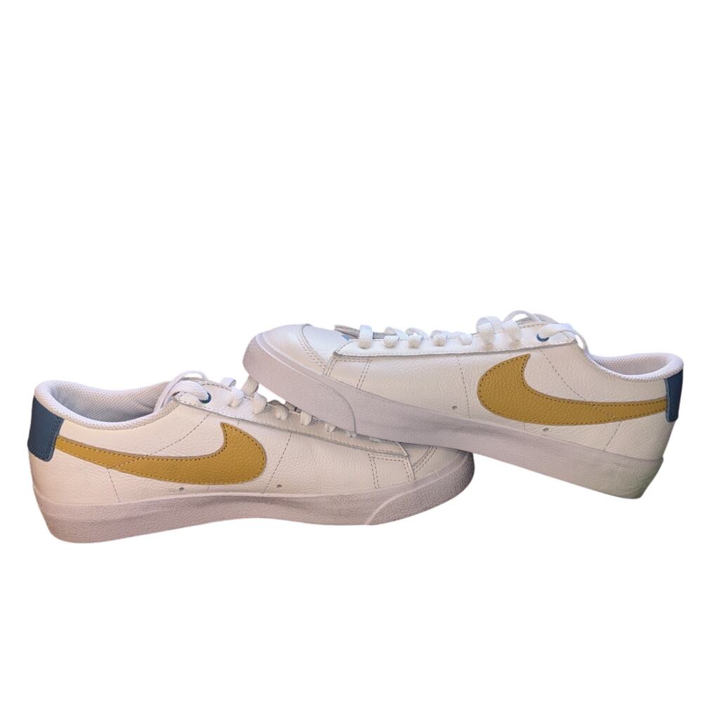 Nike Blazer Low 77 Custom By You White University Gold Blue Leather Men Size 9.5